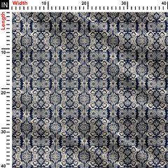 Navy Blue White Bohemian Print Fabric