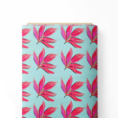 Pink Leaves Abstract Print Fabric