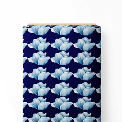 Blue Rose Stripes Print Fabric