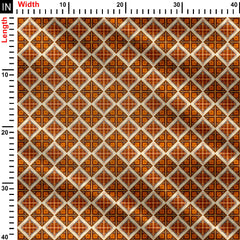 Orange Geometric Tartan Print Fabric