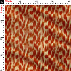 Beige & Rust Red Abstract Ikat Print Fabric