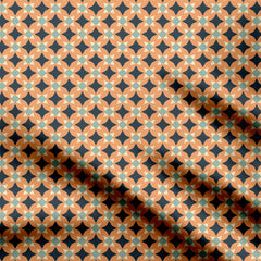 Winter holiday navy stars on orange background Print Fabric