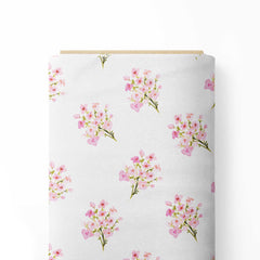 Pretty Pink Pansies Print Fabric