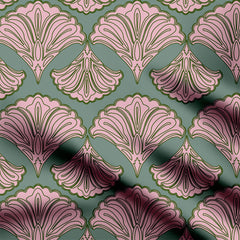 Floral Elegance Pink Petals and Green Serenity Print Fabric