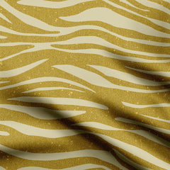 Golden Zebra Stripes Print Fabric