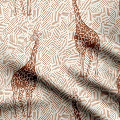 Giraffe Print with Hand Drawn Stripes at the Back Print Fabric