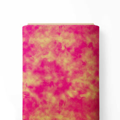 Yellow and pink Tie dye Print Fabric