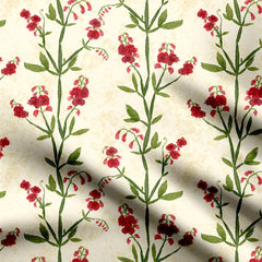 Trailing Pink Sweet Pea Flowers Print Fabric