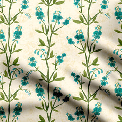 Trailing Blue Sweet Pea Flowers Print Fabric