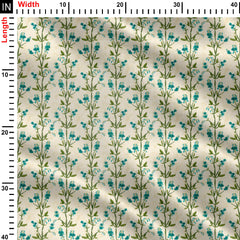 Trailing Blue Sweet Pea Flowers Print Fabric