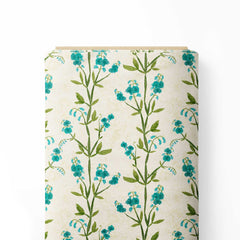 Trailing Blue Sweet Pea Flowers Print Fabric