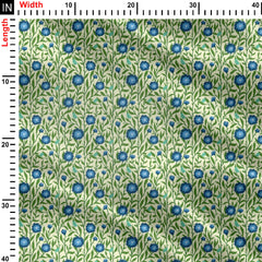 Spring Floral Trellis Blue Print Fabric