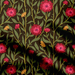 Spring Floral Trellis Pink on Dark Print Fabric