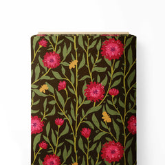 Spring Floral Trellis Pink on Dark Print Fabric