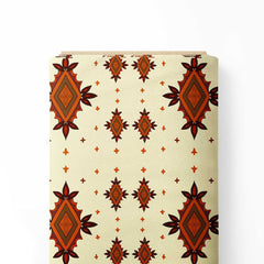 Orange Motif Print Fabric