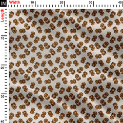 Cute Christmas Garlic Ginger Breads Brown Print Fabric