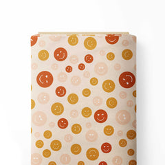 Cute Boho Vibes smileys Print Fabric