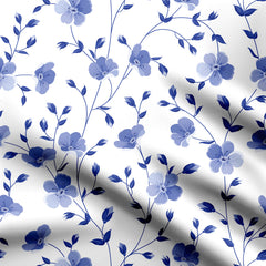 Blue Floral Pattern Print Fabric