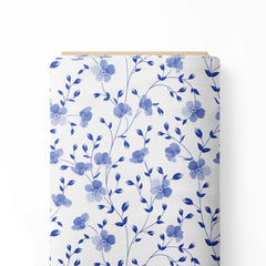 Blue Floral Pattern Print Fabric