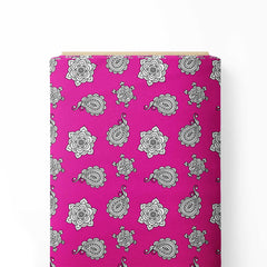 paisley pattern in pink background Print Fabric