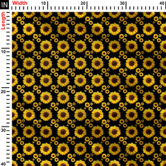 Crepe 3 Meters Sunflower Print Fabric