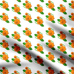 Tri colour flowers Print Fabric