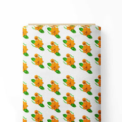 Tri colour flowers Print Fabric