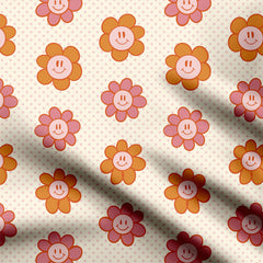 Groovy blooms Peru orange Print Fabric