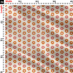 Groovy blooms Peru orange Print Fabric