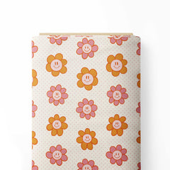 Groovy blooms Peru orange Print Fabric