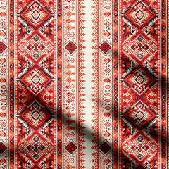 Ethnic Red Stripe Ikat Print Fabric