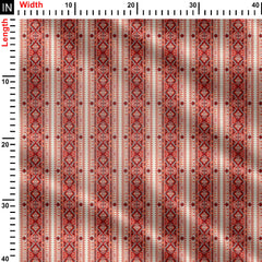 Ethnic Red Stripe Ikat Print Fabric