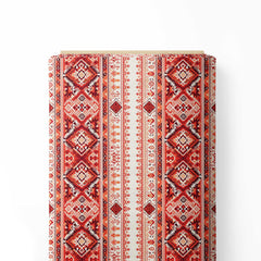 Ethnic Red Stripe Ikat Print Fabric