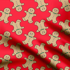 gingerbread man cookie seamless pattern Print Fabric