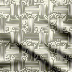 Sage Green Boho Motifs Print Fabric