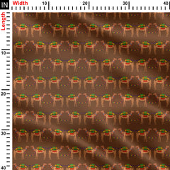 Decorated Camel Pattern Tan Print Fabric