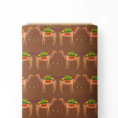 Decorated Camel Pattern Tan Print Fabric