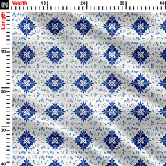 Blue city floral Print Fabric