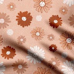 Retro Floral Treasures Print Fabric