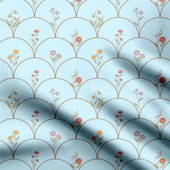 English Flower Seigaiha Print Fabric