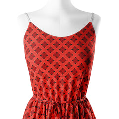 Red Geometric Print Fabric