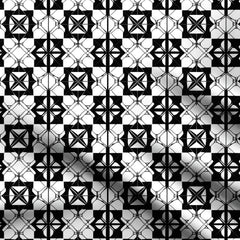 Black White Abstract Print Fabric