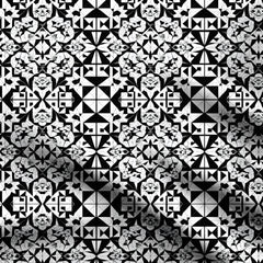 Black White Geometric 1.4 Print Fabric