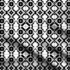 Black White Geometric 1.6 Print Fabric