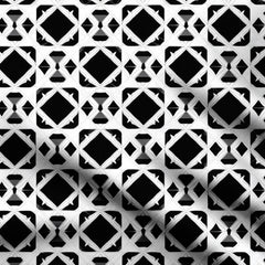 Black White Geometric 2.2 Print Fabric