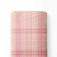 Pink Plaid Tartan Touch Stripes Print Fabric