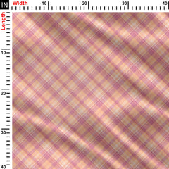 Pink Plaid Checkered Chic Stripes Print Fabric