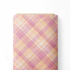 Pink Plaid Checkered Chic Stripes Print Fabric