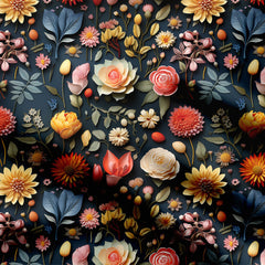 Realistic flowers Print Fabric