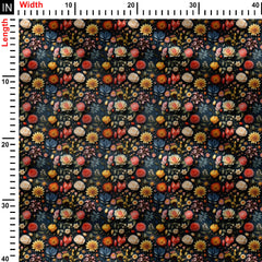 Realistic flowers Print Fabric